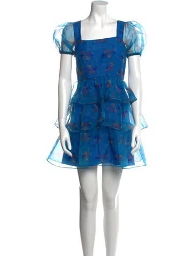 Pre-owned Hvn Floral Print Mini Dress In Black