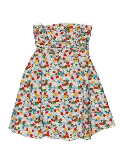 Pre-owned Hvn Floral Print Mini Dress In Blue