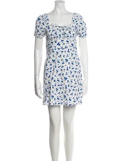 Pre-owned Hvn Floral Print Mini Dress In Blue