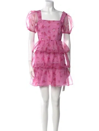 Pre-owned Hvn Floral Print Mini Dress In Pink