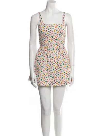 Pre-owned Hvn Floral Print Mini Dress In White