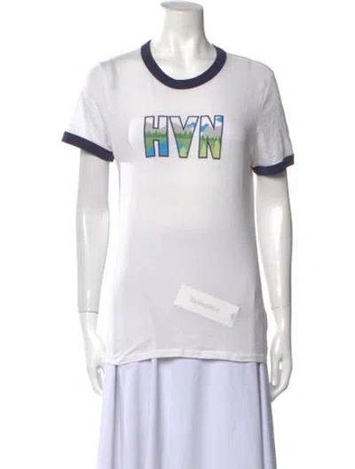 Pre-owned Hvn Graphic Print Crew Neck T-shirt In White