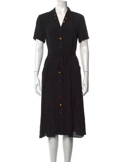 Pre-owned Hvn Graphic Print Midi Length Dress In Black