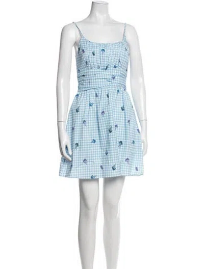 Pre-owned Hvn Graphic Print Mini Dress In Blue