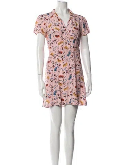 Pre-owned Hvn Graphic Print Mini Dress In Pink