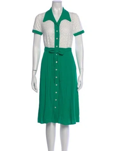 Pre-owned Hvn Knee-length Dress In White