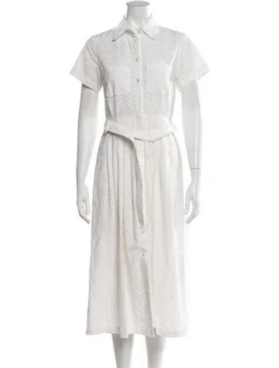 Pre-owned Hvn Lace Pattern Midi Length Dress In Neutrals