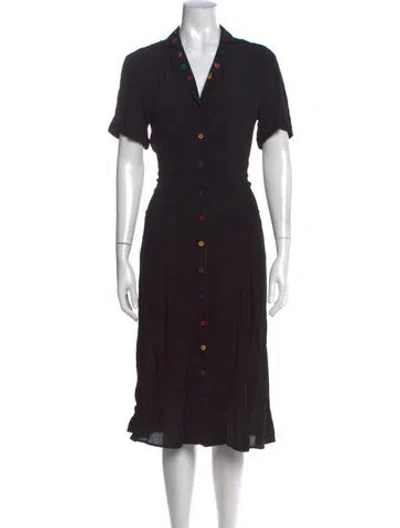 Pre-owned Hvn Midi Length Dress In Black