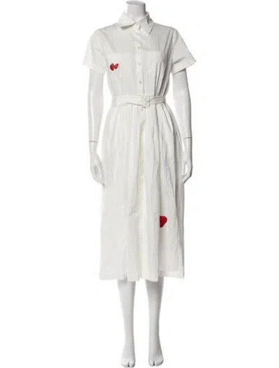 Pre-owned Hvn Midi Length Dress In White