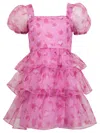 Hvn Mimi Tiered Heart Print Mini Dress In Pink