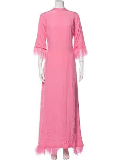 Pre-owned Hvn Mock Neck Long Dress In Pink