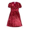 Hvn Paula Deep V Neck Sequin Red Day Dress In Multi