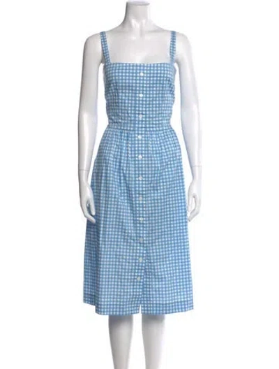 Pre-owned Hvn Plaid Print Midi Length Dress In Multi