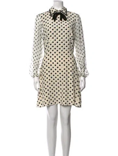 Pre-owned Hvn Polka Dot Print Mini Dress In Neutrals