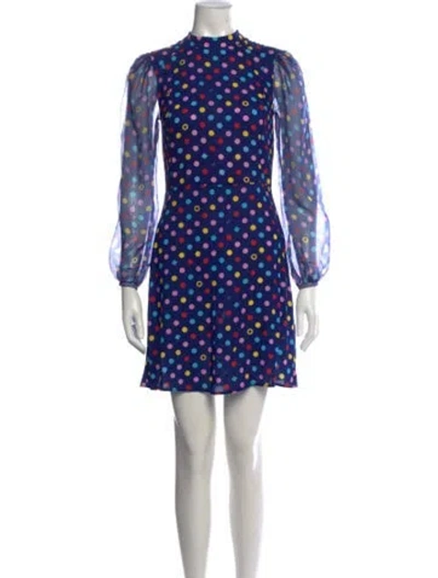 Pre-owned Hvn Polka Dot Print Mini Dress W/ Tags In Blue