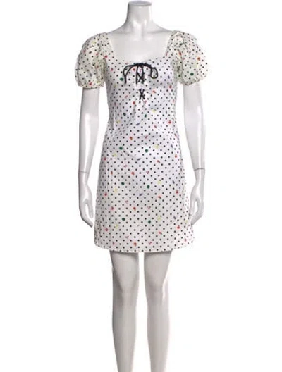 Pre-owned Hvn Polka Dot Print Mini Dress In White