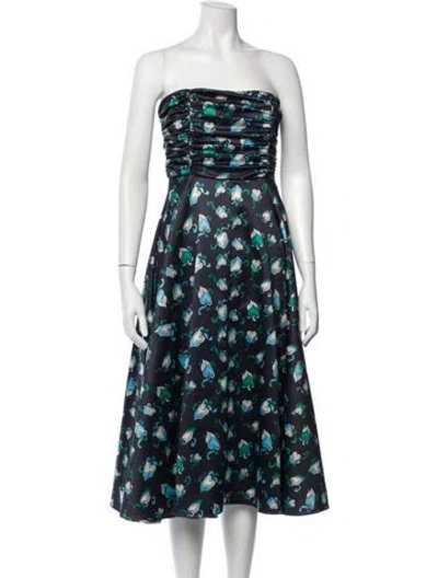 Pre-owned Hvn Printed Knee-length Dress In Black