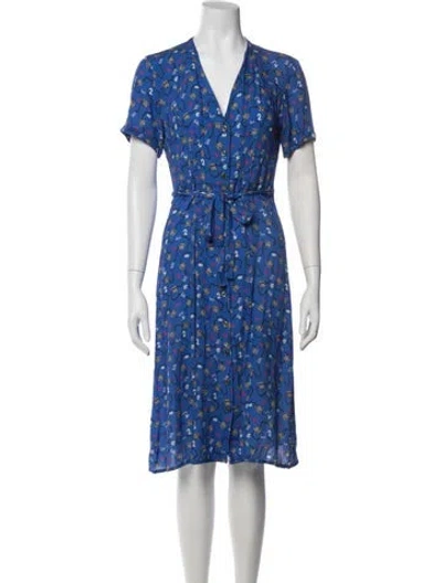 Pre-owned Hvn Printed Knee-length Dress In Blue