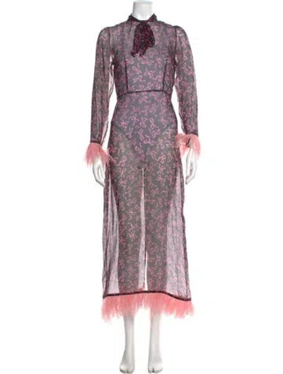 Pre-owned Hvn Printed Long Dress In Multi