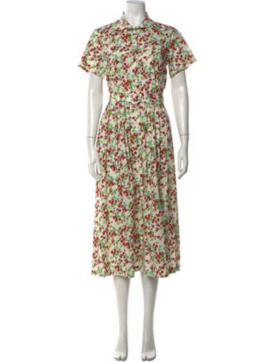 Pre-owned Hvn Printed Long Dress In Multicolor