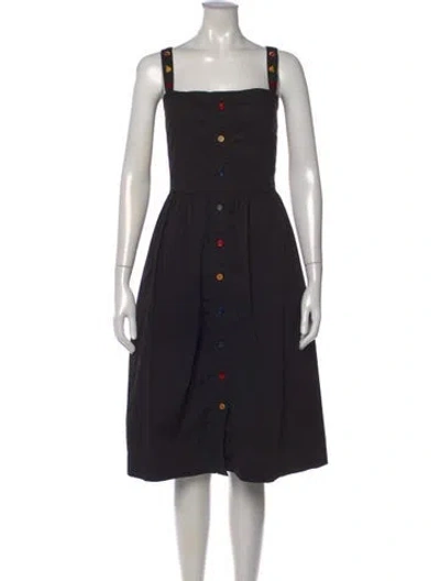 Pre-owned Hvn Printed Midi Length Dress In Black