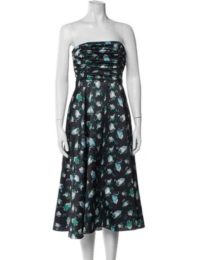 Pre-owned Hvn Printed Midi Length Dress In Blue