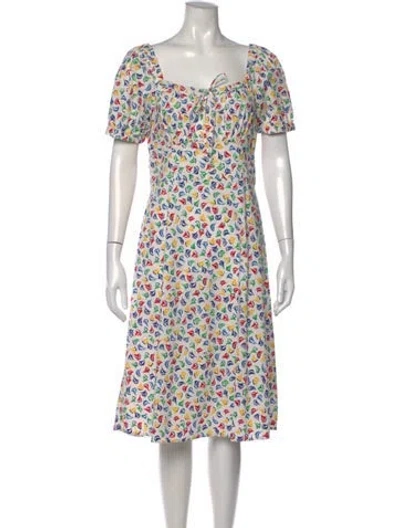 Pre-owned Hvn Printed Midi Length Dress In Neutral