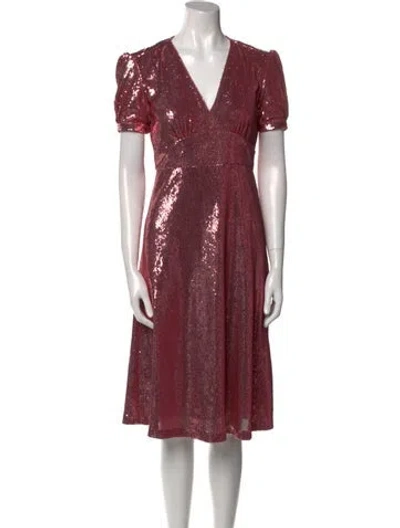 Pre-owned Hvn Printed Midi Length Dress In Pink