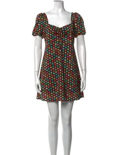 Pre-owned Hvn Printed Mini Dress In Black