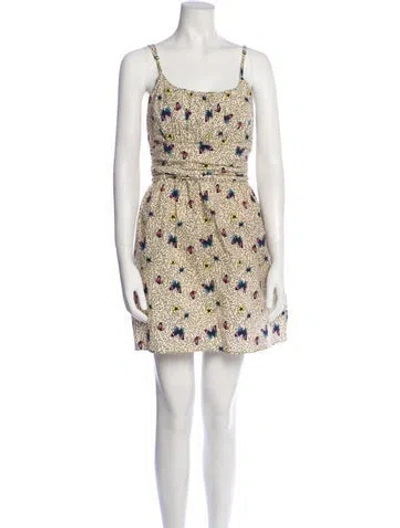Pre-owned Hvn Printed Mini Dress In Neutral