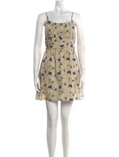Pre-owned Hvn Printed Mini Dress In Neutrals