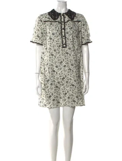 Pre-owned Hvn Printed Mini Dress In White