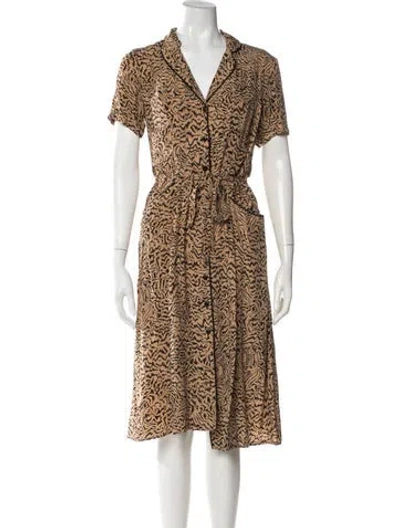 Pre-owned Hvn Silk Animal Print Pajamas In Brown