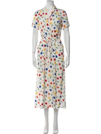 Pre-owned Hvn Silk Floral Print Nightgown In Red/white