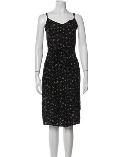 Pre-owned Hvn Silk Knee-length Dress In Black
