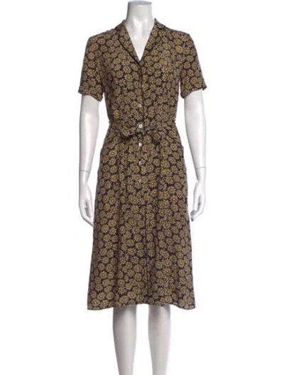 Pre-owned Hvn Silk Knee-length Dress In Black