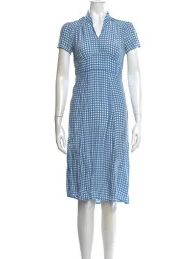 Pre-owned Hvn Silk Knee-length Dress In Blue