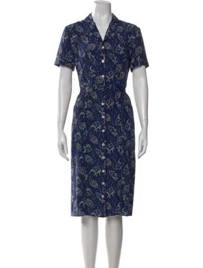 Pre-owned Hvn Silk Knee-length Dress In Blue