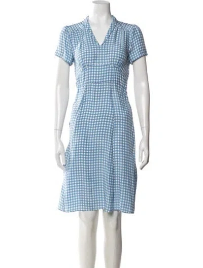 Pre-owned Hvn Silk Knee-length Dress In Blue