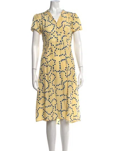 Pre-owned Hvn Silk Knee-length Dress In Blue