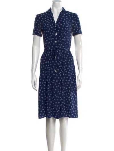 Pre-owned Hvn Silk Knee-length Dress In Blue