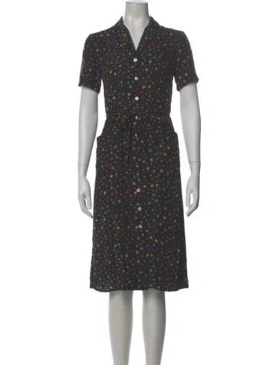 Pre-owned Hvn Silk Knee-length Dress In Gray