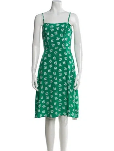 Pre-owned Hvn Silk Knee-length Dress In Green