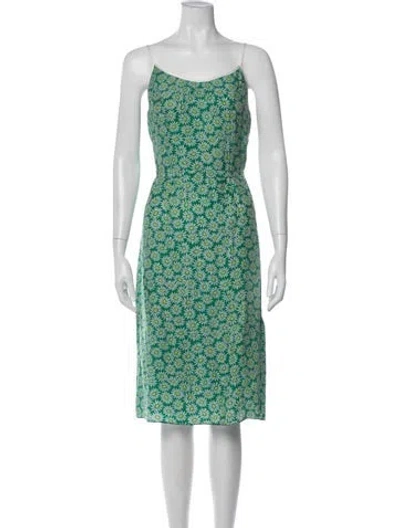 Pre-owned Hvn Silk Knee-length Dress In Green
