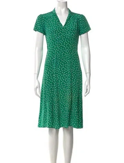 Pre-owned Hvn Silk Knee-length Dress In Green