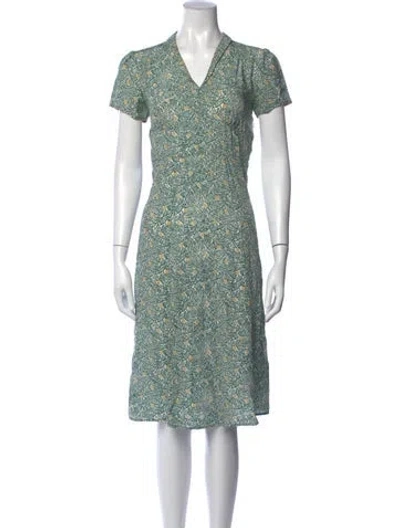 Pre-owned Hvn Silk Knee-length Dress In Green