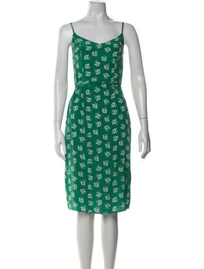 Pre-owned Hvn Silk Knee-length Dress In Green