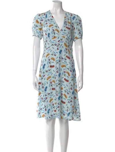 Pre-owned Hvn Silk Knee-length Dress In Multi