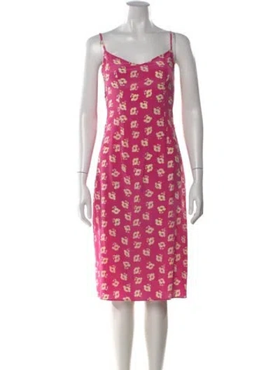 Pre-owned Hvn Silk Knee-length Dress In Pink