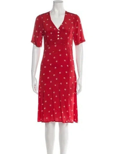 Pre-owned Hvn Silk Knee-length Dress In Red
